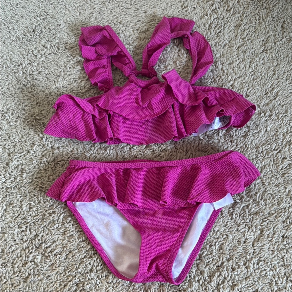 Janie and Jack Pink Ruffled Bikini Set